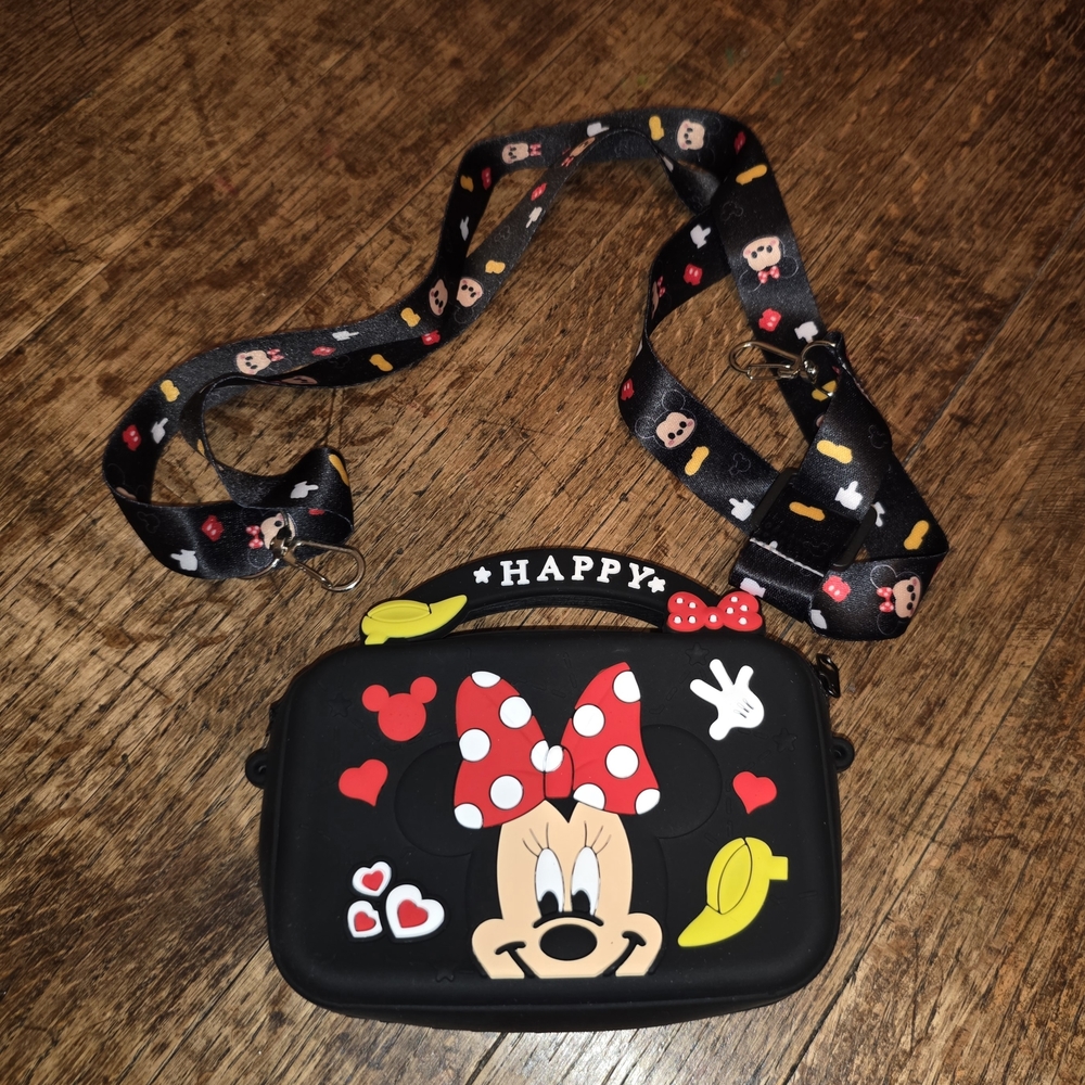 Kids Minnie Mouse Black Crossbody Bag with Strap